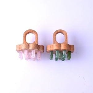 HZ perawatan kesehatan perawatan Kepala perawatan pijat asli Xiuyan hijau giok gigi lebar Gua Sha sikat sakit kepala alat pijat sisir Jade - Product Image 4