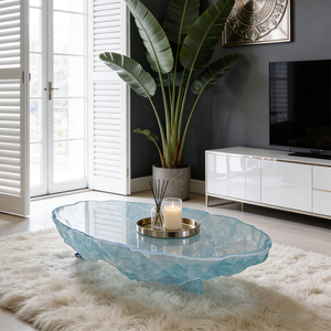 Table basse en résine bleue Sculpture artistique artisanale Meubles pour villa Salon Hôtel Chambre modèle - Product Image 3