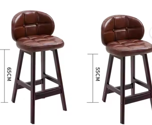 Sillas de Bar Modernas Minimalistas de Respaldo Alto, Cómodas, Elegantes y Duraderas, de Cuero Marrón Vintage, para Bares, Islas de Cocina y Uso Doméstico - Product Image 3