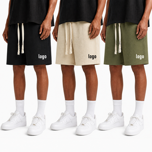 Custom Acid Wash Sweat Shorts Distressed Embroidery Vintage Men French Terry Cotton Screen Printed Shorts 100% Cotton - Product Image 2