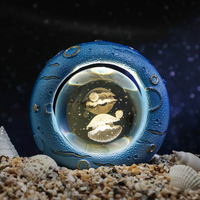 Étoile Océan 3D Boule De Cristal Sculptée Veilleuse USB Rechargeable Atmosphère Décoration Cristal Lune Saturne Boule De Cristal Solaire
