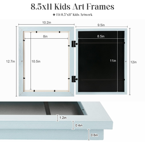 Kids A4 Picture <b>Frames</b> Brown Wood Front Opening Tempered Glass 4x6 Horizontal Vertical Formats A4 Photos Iron Fronted - Product Image 2