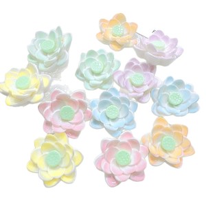 Hojas de loto en un estanque de flores de loto, accesorios de resina, pegatina decorativa 3d para armario y refrigerador, pequeños adornos decorativos - Product Image 5