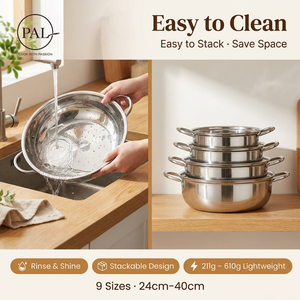 Pentola per Zuppa in Acciaio Inox 201 Premium, 24-40cm, Design Lucidato a Specchio, Ecologica, Facile da Pulire, Compatibile con Gas e Induzione - Product Image 4