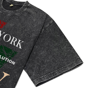 T-shirt Homme Personnalisé en Coton de Haute Qualité OEM ODM, Imprimé Lettres Brooklyn, Noir Délavé à l'Acide, Respirant, Coupe Décontractée Oversize - Product Image 5