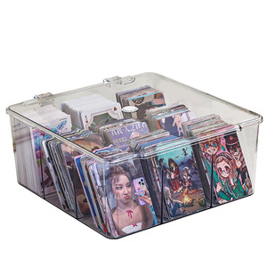 Transparent Card Storage Box 20x20cm Nine Grid With Partitions For Organizing Collectible Cards Portable Desk Organizer - Product Image 5