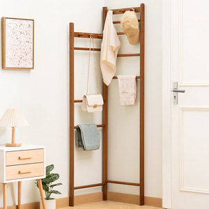 Corner coat <b>rack</b>, wall-mounted storage, simple <b>clothes</b> <b>rack</b>, floor-standing, for home, rental, bedroom, minimalist shelf. - Product Image 1