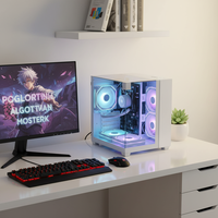 Boîtier PC Gaming Mid Tower Pcooling avec Verre Trempé, USB 3.0, Ventilateurs RGB, Excellent Flux d'Air, Compatible ATX et Micro ATX, Conception Sans Outils