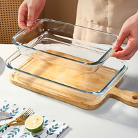Ensemble de 8 plats à four en verre profond avec couvercles en plastique, ensemble de plats à four rectangulaires en verre, plats à pâtisserie pour la cuisine, compatibles lave-vaisselle