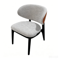 Chaise de salle à manger Curva Modern Hotel en bois de frêne massif, finition noire, cuir de selle et tissu mélangé, pour restaurants haut de gamme et espaces privés