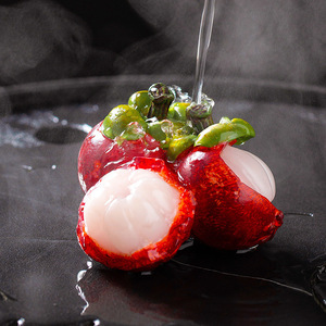 Ornement décoratif pour service à thé, figurine de théière en forme de litchi simulé, changeant de couleur - Product Image 2