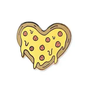 Moda kişilik dekorasyon sevimli kalp şekli akan peynir Pizza broş Metal emaye Pin özel toptan şapka Pins