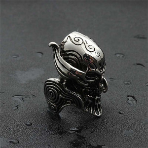 Anillo de calavera para hombre, estilo punk, acero inoxidable, color plateado, joyería de regalo 26093 - Product Image 4