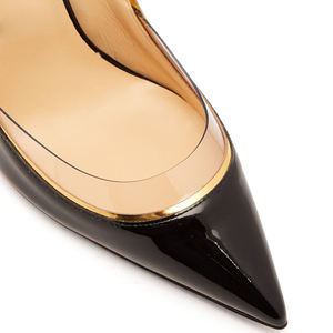Factory Plus Size scarpe da corte trasparenti con tacco <span class=keywords><strong>tacchi</strong></span> a spillo da donna décolleté con tacco alto nero lucido in pelle verniciata a punta da donna - Product Image 6