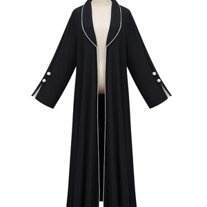 2024 nouveau Design unique <span class=keywords><strong>noir</strong></span> <span class=keywords><strong>et</strong></span> <span class=keywords><strong>blanc</strong></span> élégant XXL musulman femmes Abaya robe à manches longues ouvert vêtements islamiques - Product Image 1
