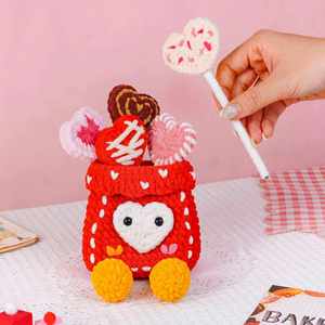 Gloran Handmade Wool Crochet Valentine's Day Dessert Dolls <b>Chocolate</b> Strawberry Candy Plush Toys for Desktop Decoration and Gift - Product Image 2