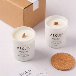AIKUN Frosted Glass Scented <b>Candle</b> Long Burning Clean Burning Soy Wax <b>Candle</b> for Spa Bedroom Gift Custom OEM Wholesale - Product Image 1