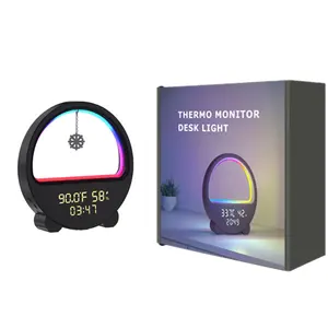 Banqcn mới nhất 5V USB Thermo Monitor bàn ánh sáng nhiệt độ độ ẩm môi trường xung quanh ánh sáng tích hợp