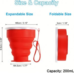 Gobelet pliable personnalisé avec logo, 6,8 oz, gobelet pliable en plastique réutilisable, gobelets de poche en silicone OEM pour le camping en plein air - Product Image 2