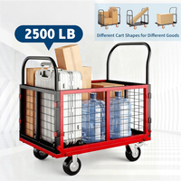 Troli Dorong Lipat Tugas Berat, Gerobak Utilitas Lipat Kapasitas 2500lbs Desain Anti-jungkir Rem Berlapis Krom/Seng