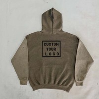 Sweat à capuche rétro délavé bicolore en molleton épais surdimensionné avec logo personnalisé pour le streetwear – Vente en gros