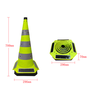 28 Pollici 360 °   Cono Stradale Luminoso Solare Retrattile con Sensore di Luce, Impermeabile, Ricaricabile, Pieghevole, per Sicurezza Stradale - Product Image 4