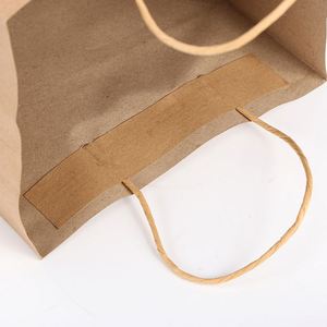 Large Load Reinforced Handle Flat Bottom Kraft Paper Durable Custom Grocery <b>Bags</b> - Product Image 2