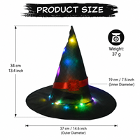 Nouveau Chapeau de Sorcière LED 2026 Lumineux et Coloré, Accessoire de Costume, Décoration Suspendue pour Fêtes d'Halloween et Fournitures de Fête