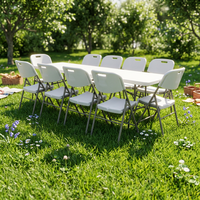 Maßgefertigter Günstiger Tragbarer Outdoor-Klapptisch 8ft Weißer Kunststoff Faltbarer Gartentisch Modernes Design für Essen Events Party