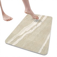 Tapis de sol carré en boue de diatomée à rayures pour toilettes et salle de bain, absorbant, antidérapant, séchage rapide, moderne et simple
