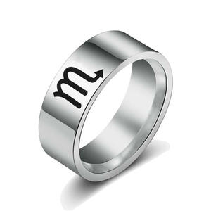 Anillos de acero de titanio para hombre y mujer, Aries, capricornio, cáncer, zodiaco, astrología, signo de 12 Constelaciones, joyería para parejas - Product Image 3
