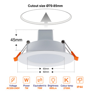 ไฟ<span class=keywords><strong>ดาวน์</strong></span>ไลท์ LED พลาสติกหรี่แสงได้สำหรับบ้านอัจฉริยะไฟดาวน์ไลท์3นิ้ว4นิ้ว220V - Product Image 2