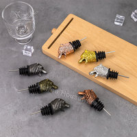 Vertedor de Vino de Aleación de Zinc de Alta Calidad en Color Dorado Personalizado, Accesorios de Bar, Vertedor de Vino Metálico con Formas de Animales en 3D