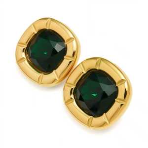 1 Pair Women's Vintage Luxury Multi-Color Square Zircon Stainless Steel 18K Gold Plated Drop <b>Earrings</b> Party Niche Trendy Design - Product Image 5