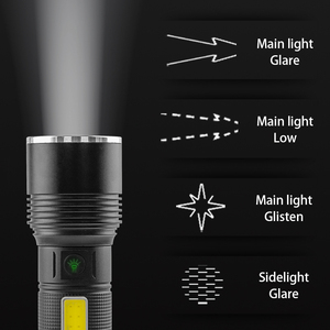 Torcia LED Laser Bianca Zoomabile Ricaricabile USB-C con Luce Laterale COB e Indicatore di Carica, Professionale per Ricerca e Soccorso, Tattica per Esterni - Product Image 2