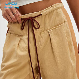 Pantalones de Pierna Recta para Mujer, Cintura con Cordón, Bolsillos Delanteros, Colores en Contraste Laterales, Tela con Bolsillo Trasero de Parche, Ropa Personalizada - Product Image 4