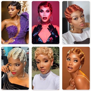 วิกผมหยักแบบสั้นทำจากเครื่องวิกผมตัดสีดำแบบ nuna african สำหรับผู้หญิงวิกผมตัด - Product Image 4