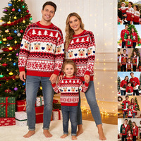 Nouveau pull de Noël assorti pour toute la famille, personnalisé OEM, en jacquard tricoté, motif dessin animé, pour adultes, enfants et tenues parent-enfant