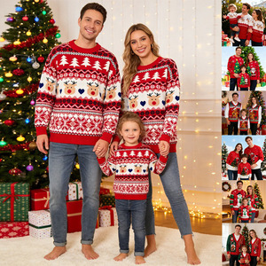 Nouveau pull <span class=keywords><strong>de</strong></span> <span class=keywords><strong>Noël</strong></span> assorti pour toute la <span class=keywords><strong>famille</strong></span>, personnalisé OEM, en jacquard tricoté, motif dessin animé, pour adultes, enfants et tenues parent-enfant - Product Image 2