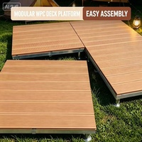 Plancher en WPC à hauteur réglable - Système de terrasse extérieur moderne résistant à l'humidité et imperméable pour terrasse de toit, installation par emboîtement