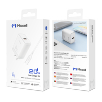 Chargeur rapide de type C Miccell, vente en gros, chargeur de téléphone USB C 20W, chargeur mural universel pour iPhone, adaptateur de charge rapide pour téléphone