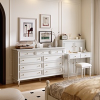 Miti Coiffeuse style français en bois massif blanc avec miroir de maquillage, haut de gamme, pour chambre principale, chevet ou petit appartement
