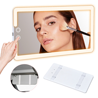 Miroir cosmétique universel rechargeable à LED pour pare-soleil de voiture avec design détachable, interrupteur tactile haute clarté, lumières HD