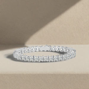 925 <b>Sterling</b> <b>Silver</b> Moissanite Tennis <b>Bracelet</b> Princess Cut Claw Set Rhodium Plated Link Bangle for Gift Party Wedding - Product Image 1