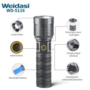 고출력 캠핑 방수 충전식 led 토치 세트 작은 손전등 전술 토치 배터리 텔레스코픽 줌 손전등 - Product Image 6