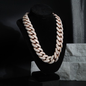 Oversized Iced Out Hip Hop Versatile 22mm <b>Cuban</b> <b>Link</b> <b>Chain</b> 925 Sterling <b>Silver</b> Moissanite Brilliant Luster - Product Image 2