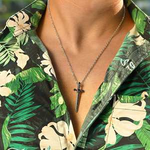 Liontin Salib Pedang Baja Anti Karat Trendy Hip Hop untuk Pria, Perhiasan Korea untuk Pembuatan Kalung - Product Image 6