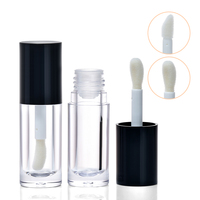 Tube applicateur vide rose de 6 ml (0,2 oz) avec grand pinceau-brosse pour maquillage cosmétique, huile à lèvres et brillant à lèvres, avec bouchon à vis