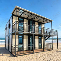Casa Prefabricada Expandible de Doble Capa y Doble Ala de Instalación Rápida FLKT, Casa Contenedor Portátil de 2 Pisos, Villa Prefabricada de Lujo