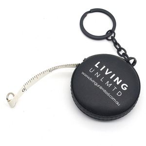 Custom Stamping Gold Color Logo 1.5meter 60inch PU <b>Leather</b> Measure Tape <b>Keychain</b> Portable Pocket Mini Tape Measuring Keyring - Product Image 4